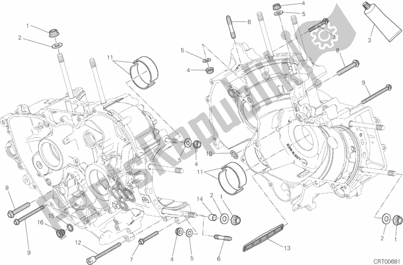Alle onderdelen voor de 10a - Paar Halve Carters van de Ducati Superbike 1299S ABS USA 2015